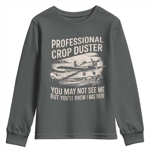 Funny Professional Crop Duster Fart Joke Dusting Airplane Youth Sweatshirt