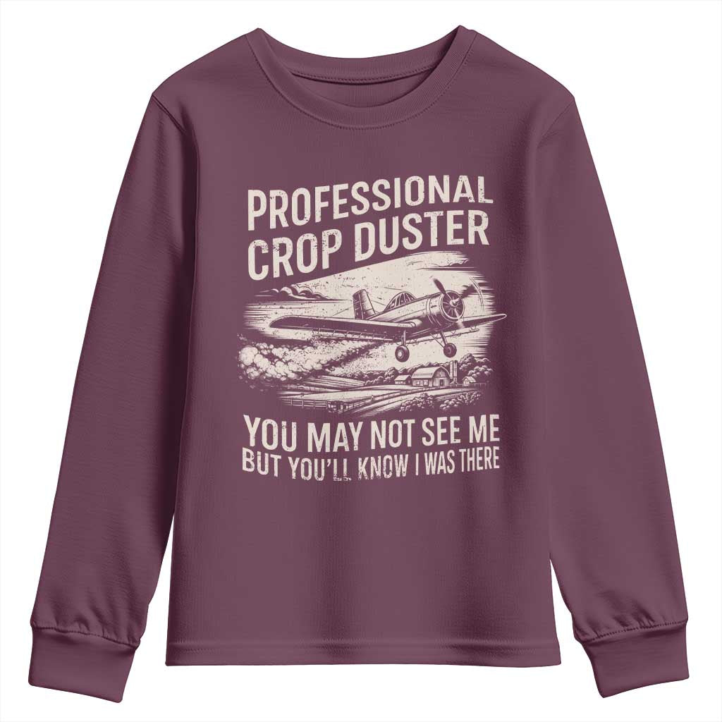 Funny Professional Crop Duster Fart Joke Dusting Airplane Youth Sweatshirt