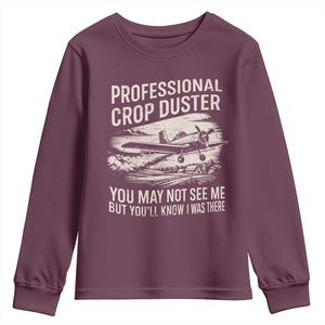 Funny Professional Crop Duster Fart Joke Dusting Airplane Youth Sweatshirt