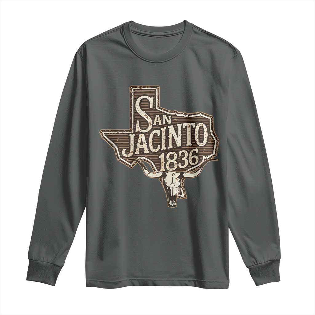 Battle of San Jacinto 1836 Texas History Independence Day Long Sleeve Shirt TS11 Dark Heather Print Your Wear