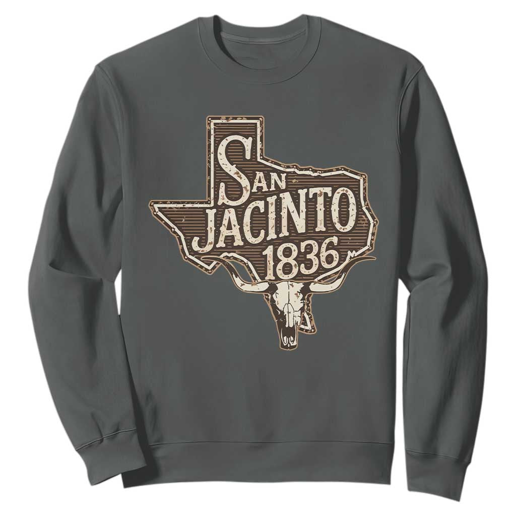 Battle of San Jacinto 1836 Texas History Independence Day Sweatshirt TS11 Dark Heather Print Your Wear