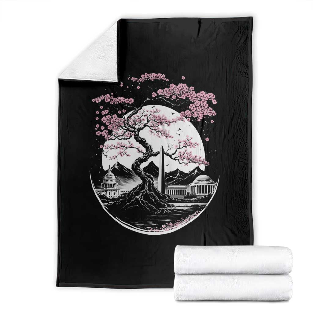 Washington DC Cherry Blossoms Monuments Memorials Japanese Style Throw Blanket TS11 Black Print Your Wear