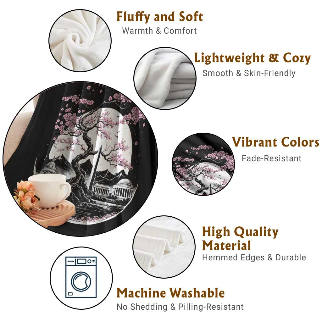 Washington DC Cherry Blossoms Monuments Memorials Japanese Style Throw Blanket TS11 Print Your Wear