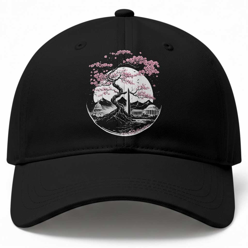 Washington DC Cherry Blossoms Monuments Memorials Japanese Style Baseball Cap TS11 Print Your Wear