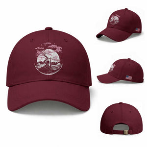 Washington DC Cherry Blossoms Monuments Memorials Japanese Style Baseball Cap TS11 Baseball Cap Universal Fit Maroon Print Your Wear
