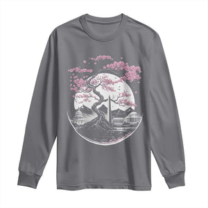 Washington DC Cherry Blossoms Monuments Memorials Japanese Style Long Sleeve Shirt TS11 Charcoal Print Your Wear