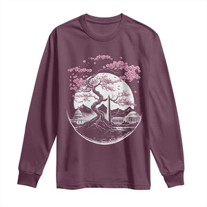 Washington DC Cherry Blossoms Monuments Memorials Japanese Style Long Sleeve Shirt TS11 Maroon Print Your Wear