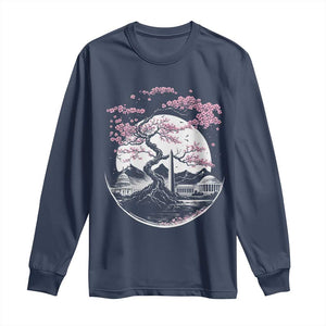 Washington DC Cherry Blossoms Monuments Memorials Japanese Style Long Sleeve Shirt TS11 Navy Print Your Wear