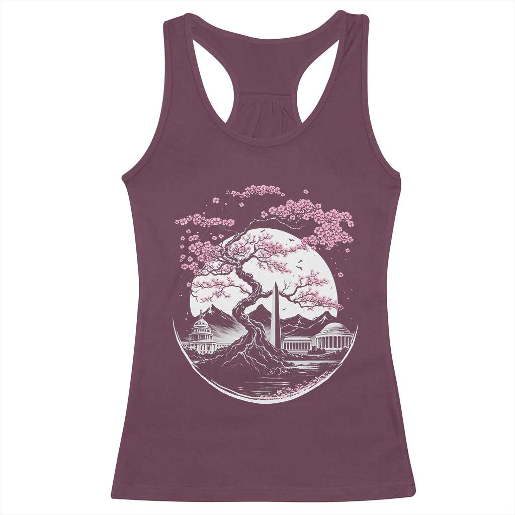 Washington DC Cherry Blossoms Monuments Memorials Japanese Style Racerback Tank Top TS11 Maroon Print Your Wear
