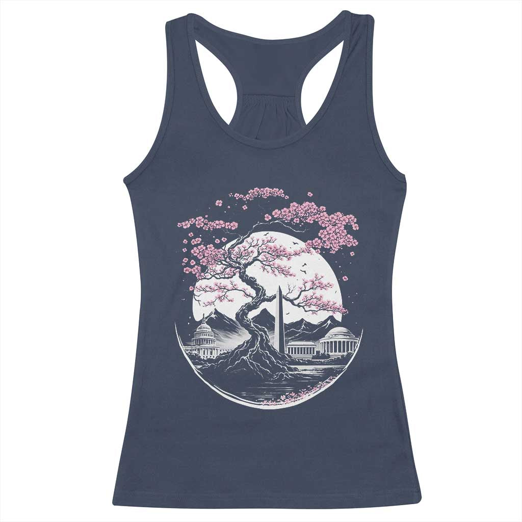 Washington DC Cherry Blossoms Monuments Memorials Japanese Style Racerback Tank Top TS11 Navy Print Your Wear