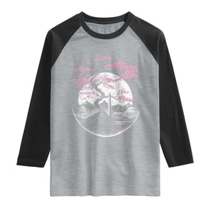 Washington DC Cherry Blossoms Monuments Memorials Japanese Style Raglan Shirt TS11 Heather Gray Black Print Your Wear