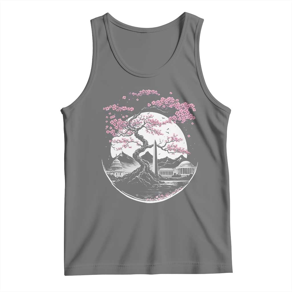 Washington DC Cherry Blossoms Monuments Memorials Japanese Style Tank Top TS11 Black Heather Print Your Wear