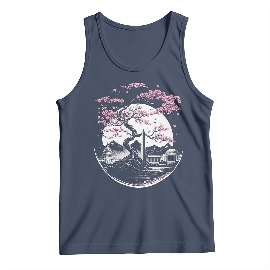 Washington DC Cherry Blossoms Monuments Memorials Japanese Style Tank Top TS11 Navy Print Your Wear