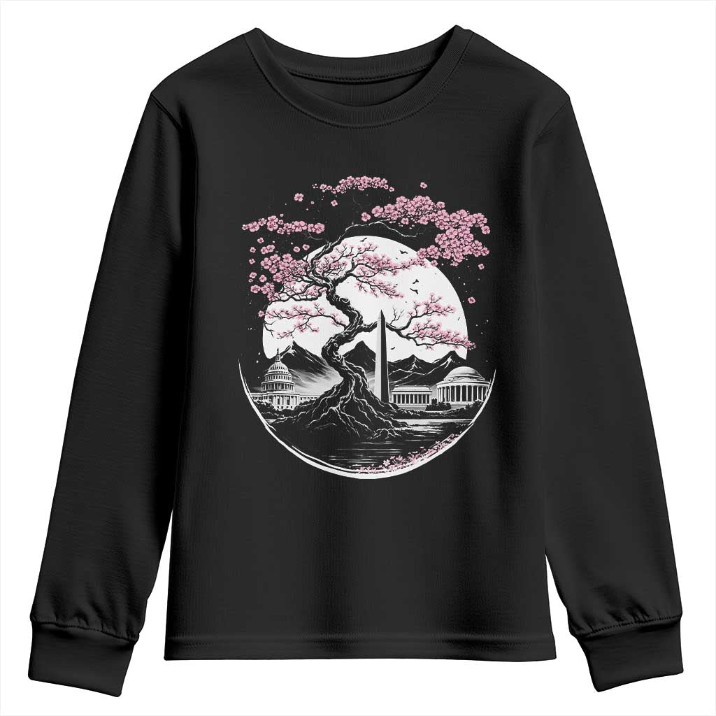 Washington DC Cherry Blossoms Monuments Memorials Japanese Style Youth Sweatshirt TS11 Black Print Your Wear