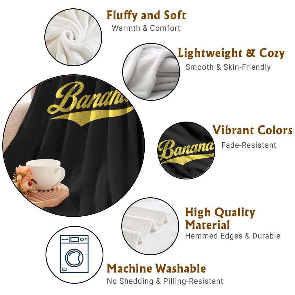 Bananas Retro Throwback Baseball Sport Lover Throw Blanket TS11 Print Your Wear
