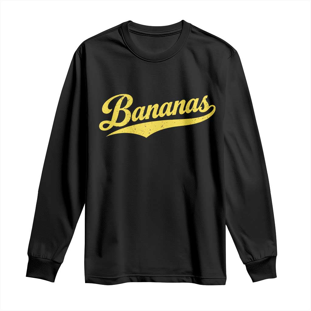 Bananas Retro Throwback Baseball Sport Lover Long Sleeve Shirt TS11 Black Print Your Wear