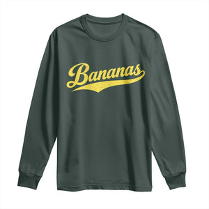 Bananas Retro Throwback Baseball Sport Lover Long Sleeve Shirt TS11 Dark Forest Green Print Your Wear