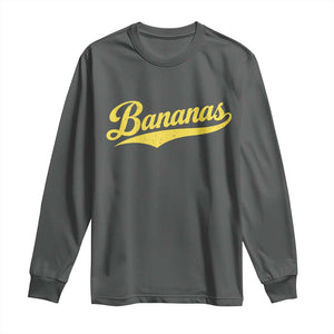 Bananas Retro Throwback Baseball Sport Lover Long Sleeve Shirt TS11 Dark Heather Print Your Wear