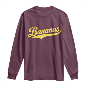 Bananas Retro Throwback Baseball Sport Lover Long Sleeve Shirt TS11 Maroon Print Your Wear