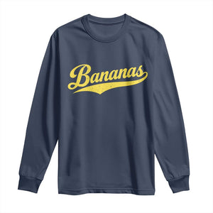 Bananas Retro Throwback Baseball Sport Lover Long Sleeve Shirt TS11 Navy Print Your Wear