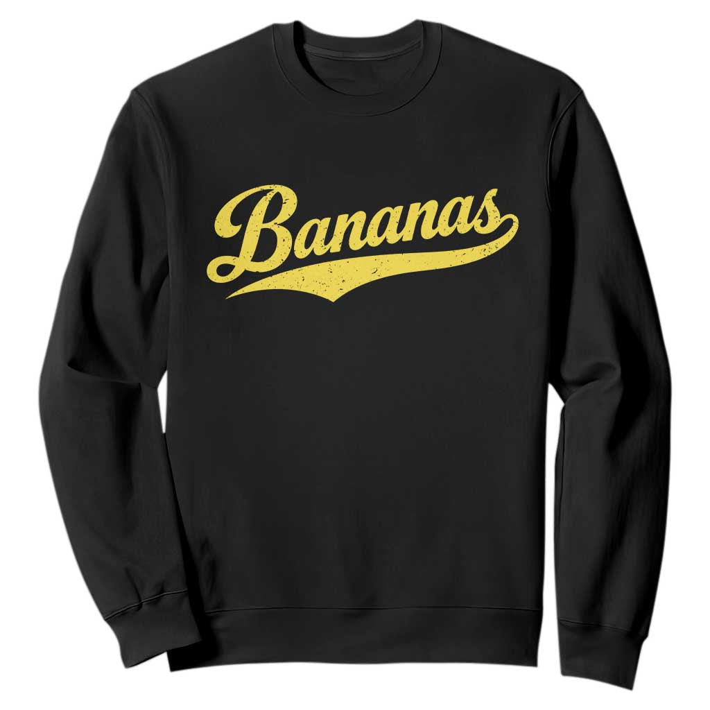 Bananas Retro Throwback Baseball Sport Lover Sweatshirt TS11 Black Print Your Wear
