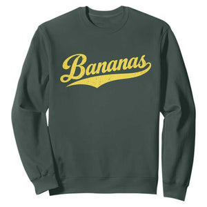 Bananas Retro Throwback Baseball Sport Lover Sweatshirt TS11 Dark Forest Green Print Your Wear