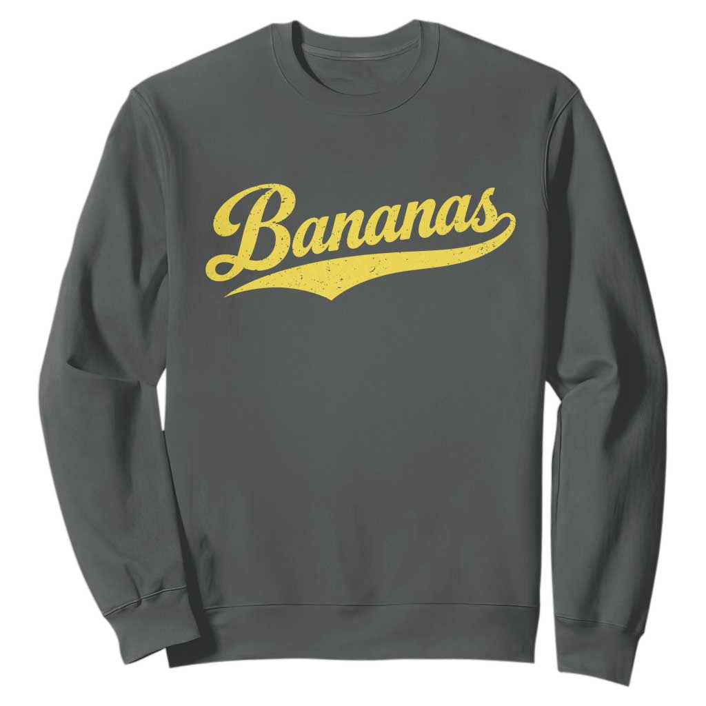 Bananas Retro Throwback Baseball Sport Lover Sweatshirt TS11 Dark Heather Print Your Wear