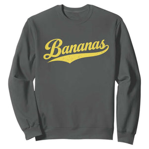 Bananas Retro Throwback Baseball Sport Lover Sweatshirt TS11 Dark Heather Print Your Wear