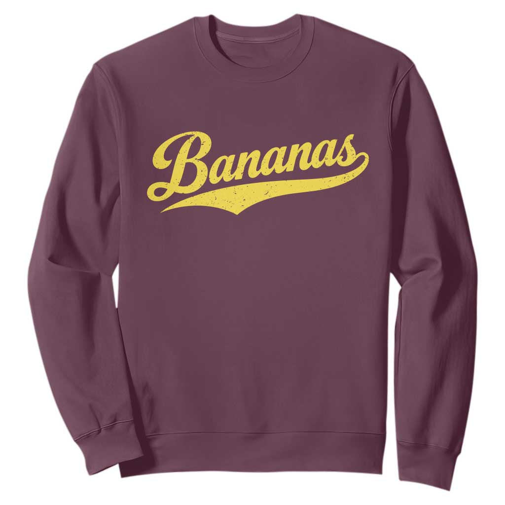 Bananas Retro Throwback Baseball Sport Lover Sweatshirt TS11 Maroon Print Your Wear