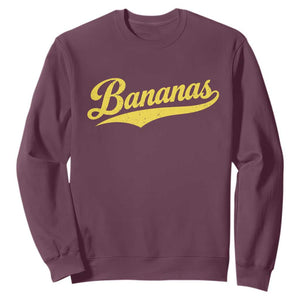 Bananas Retro Throwback Baseball Sport Lover Sweatshirt TS11 Maroon Print Your Wear