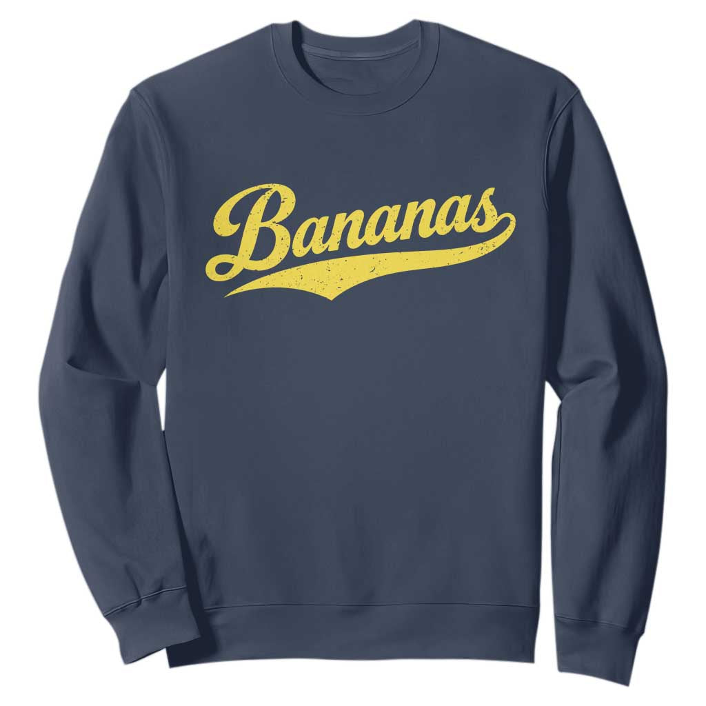 Bananas Retro Throwback Baseball Sport Lover Sweatshirt TS11 Navy Print Your Wear