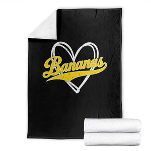 Bananas Vintage Heart Baseball Fan Game Day Throw Blanket TS11 Black Print Your Wear