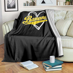 Bananas Vintage Heart Baseball Fan Game Day Throw Blanket TS11 Print Your Wear