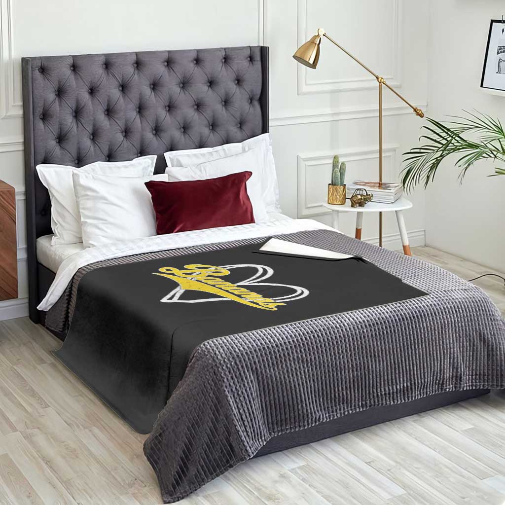 Bananas Vintage Heart Baseball Fan Game Day Throw Blanket TS11 Print Your Wear