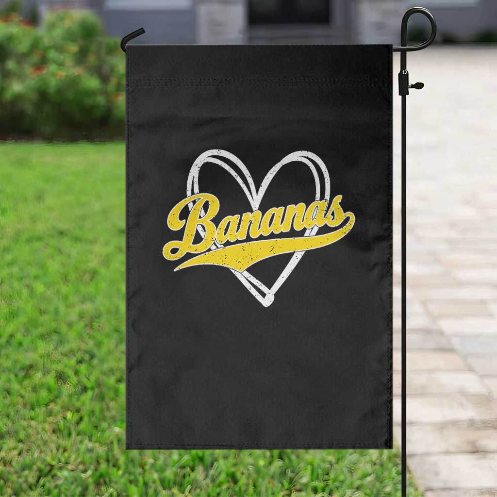 Bananas Vintage Heart Baseball Fan Game Day Garden Flag TS11 Print Your Wear
