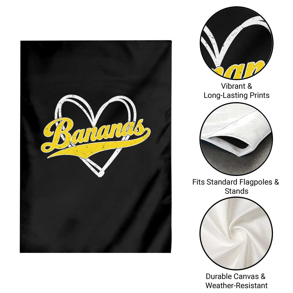 Bananas Vintage Heart Baseball Fan Game Day Garden Flag TS11 Print Your Wear