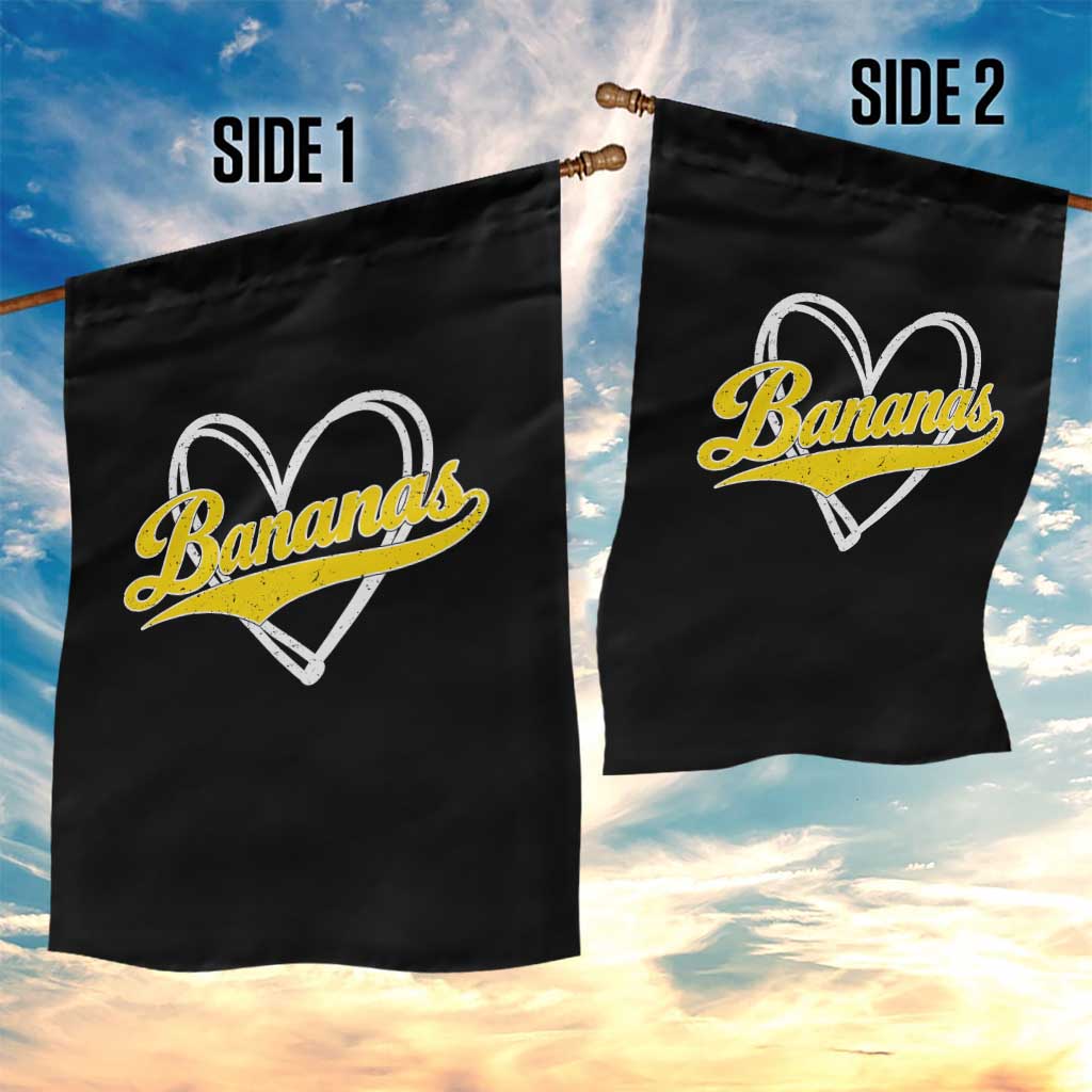 Bananas Vintage Heart Baseball Fan Game Day Garden Flag TS11 Print Your Wear