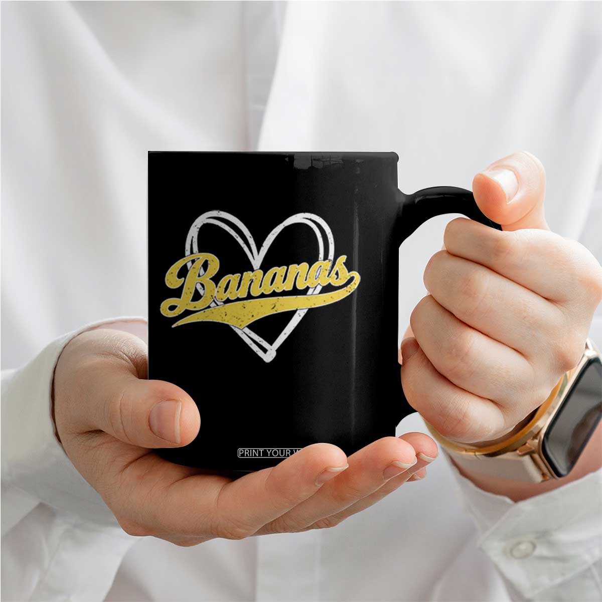 Bananas Vintage Heart Baseball Fan Game Day Coffee Mug TS11 Print Your Wear