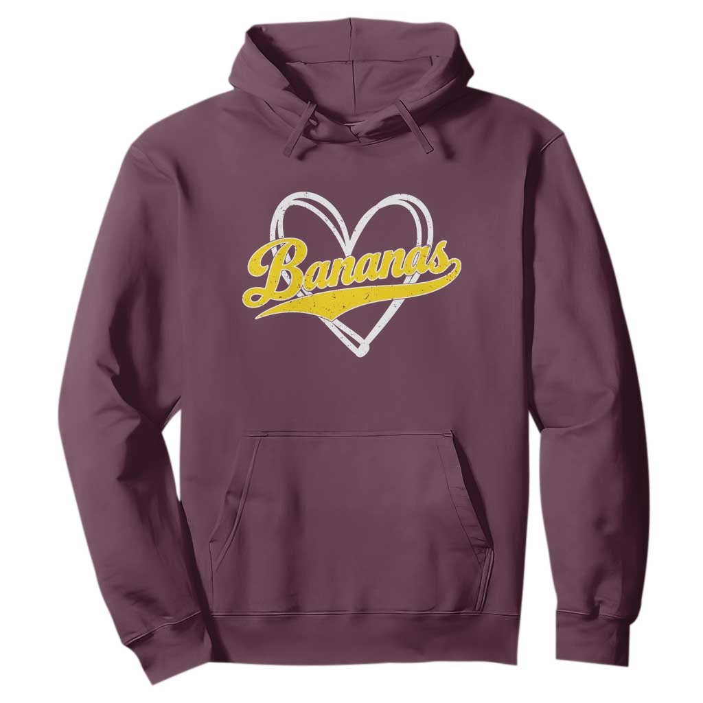 Bananas Vintage Heart Baseball Fan Game Day Hoodie TS11 Maroon Print Your Wear