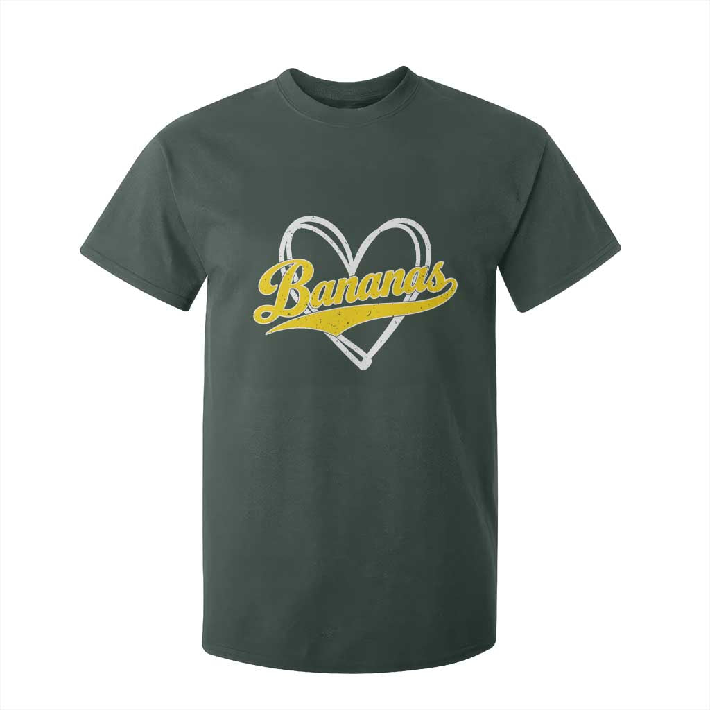 Bananas Vintage Heart Baseball Fan Game Day T Shirt For Kid TS11 Dark Forest Green Print Your Wear