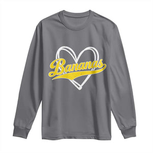 Bananas Vintage Heart Baseball Fan Game Day Long Sleeve Shirt TS11 Charcoal Print Your Wear