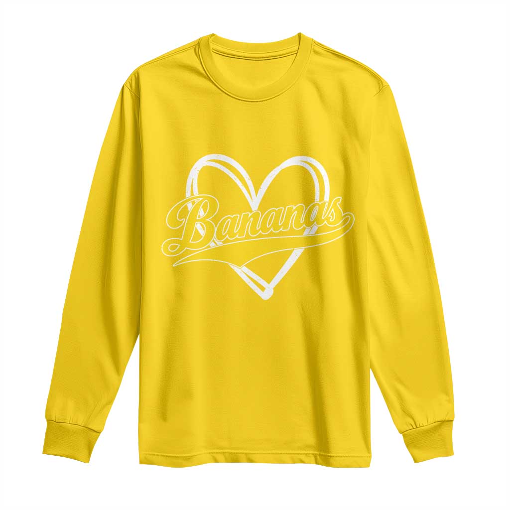 Bananas Vintage Heart Baseball Fan Game Day Long Sleeve Shirt TS11 Daisy Print Your Wear