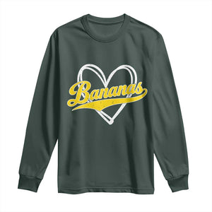 Bananas Vintage Heart Baseball Fan Game Day Long Sleeve Shirt TS11 Dark Forest Green Print Your Wear
