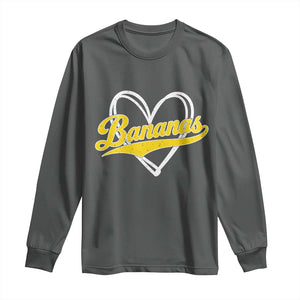 Bananas Vintage Heart Baseball Fan Game Day Long Sleeve Shirt TS11 Dark Heather Print Your Wear