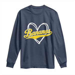 Bananas Vintage Heart Baseball Fan Game Day Long Sleeve Shirt TS11 Navy Print Your Wear