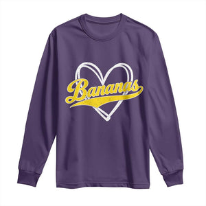 Bananas Vintage Heart Baseball Fan Game Day Long Sleeve Shirt TS11 Purple Print Your Wear