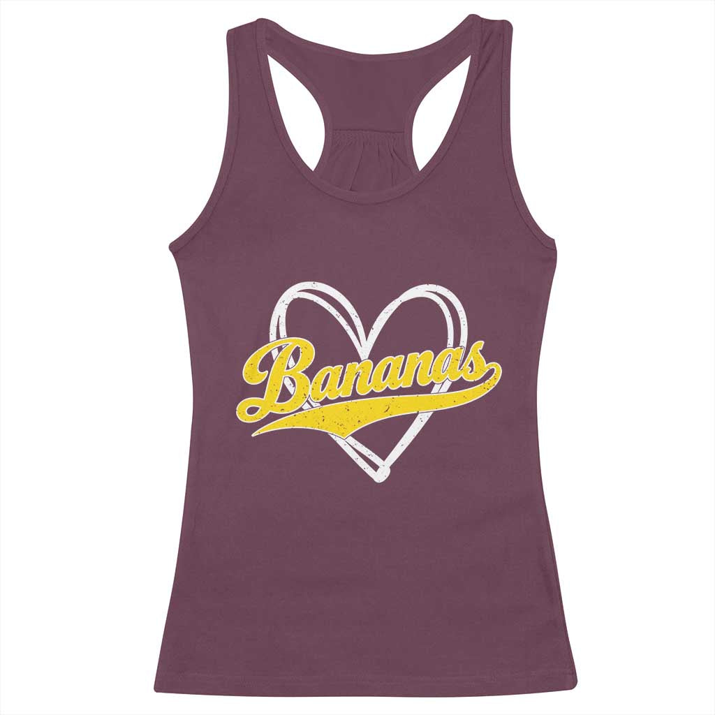 Bananas Vintage Heart Baseball Fan Game Day Racerback Tank Top TS11 Maroon Print Your Wear