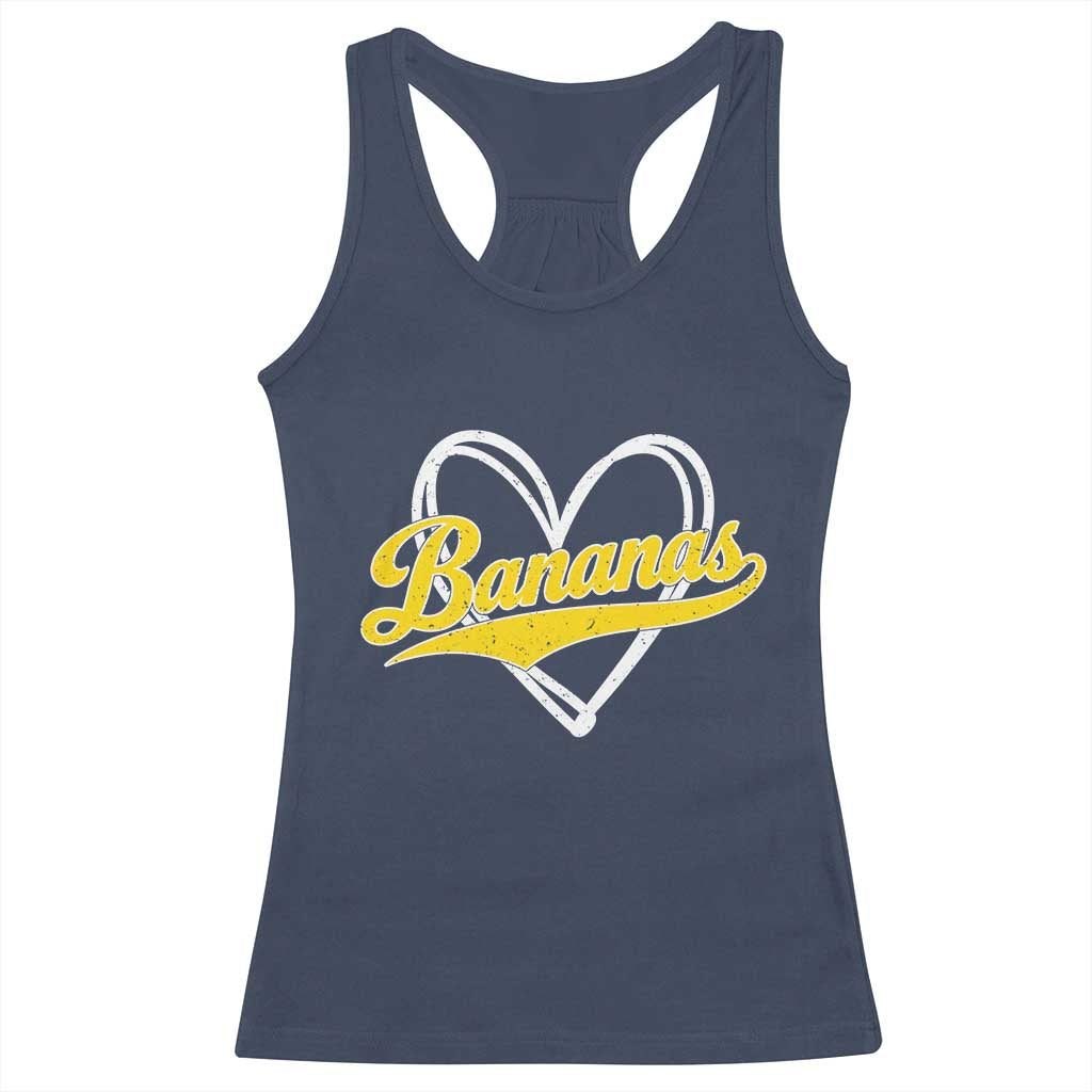 Bananas Vintage Heart Baseball Fan Game Day Racerback Tank Top TS11 Navy Print Your Wear