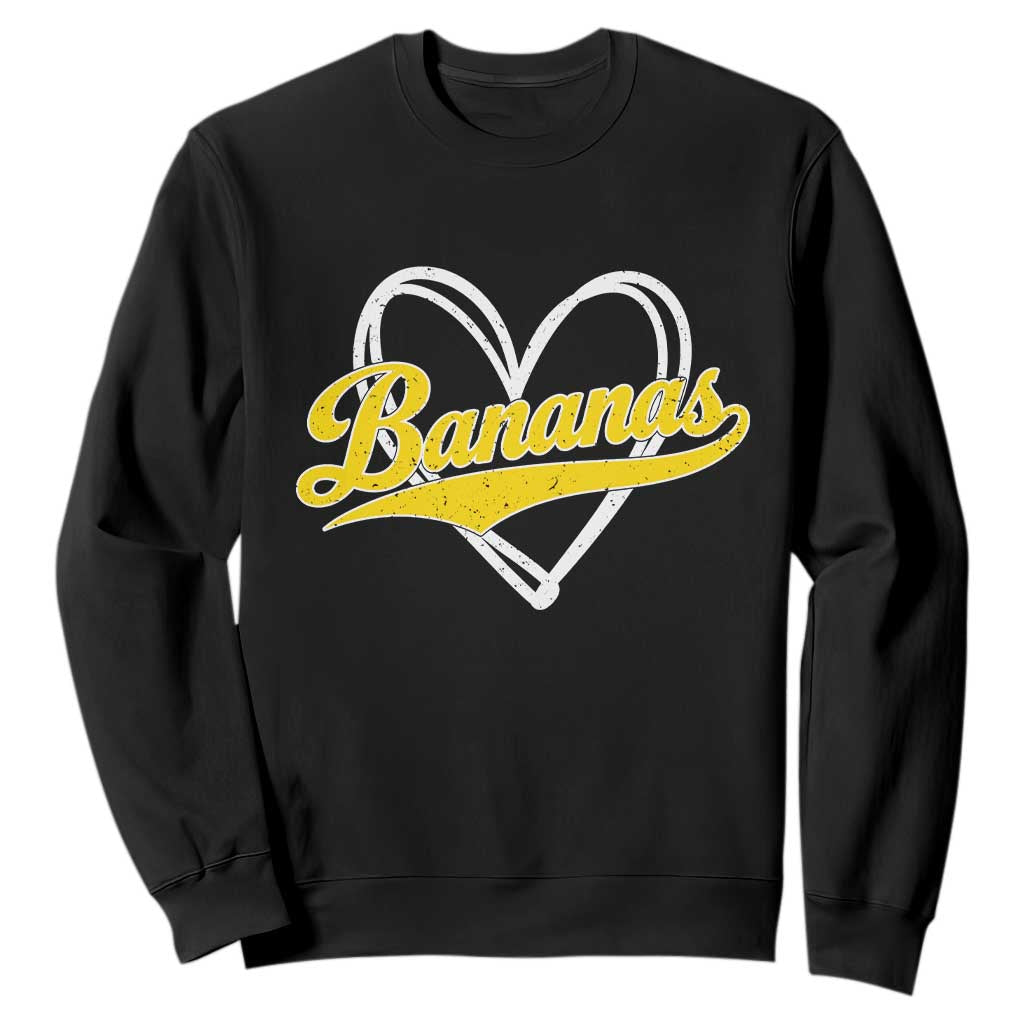 Bananas Vintage Heart Baseball Fan Game Day Sweatshirt TS11 Black Print Your Wear