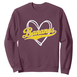Bananas Vintage Heart Baseball Fan Game Day Sweatshirt TS11 Maroon Print Your Wear